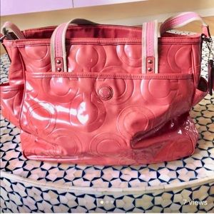 Pink Vinyl COACH Diaper Bag